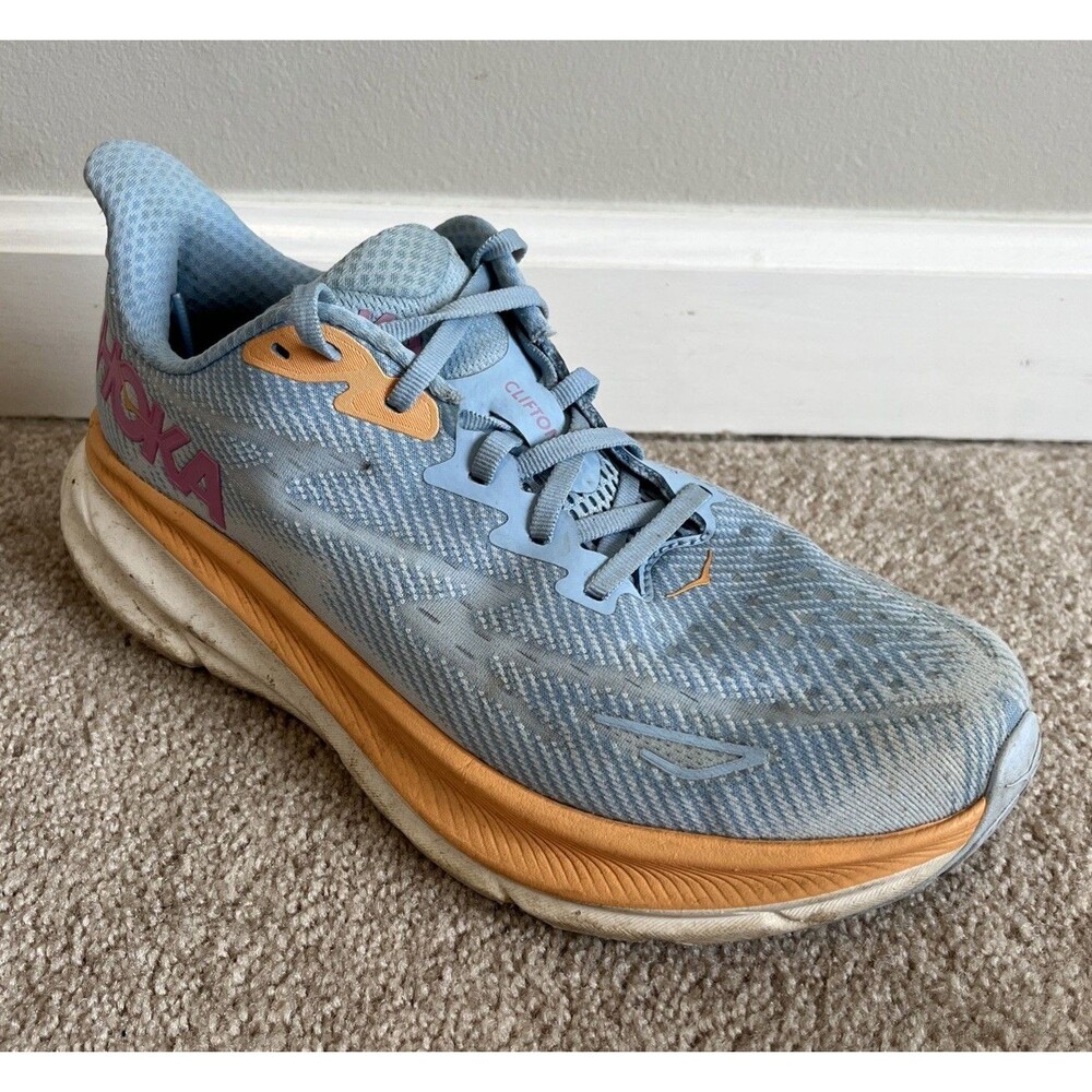 Hoka One One Clifton 9 Running Shoes Womens 9D Blue Comfort Athletic Sneakers